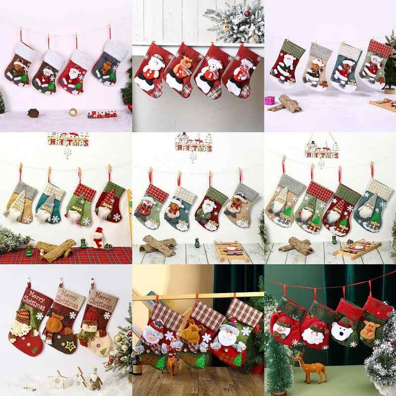 クリスマスソックス ミニ ギフトバッグ プレゼント入れ お菓子入れ クリスマスツリーオーナメント 吊り下げデコレーション 布製 かわいい キャラクター サンタ 雪だるま トナカイ くま おしゃれ