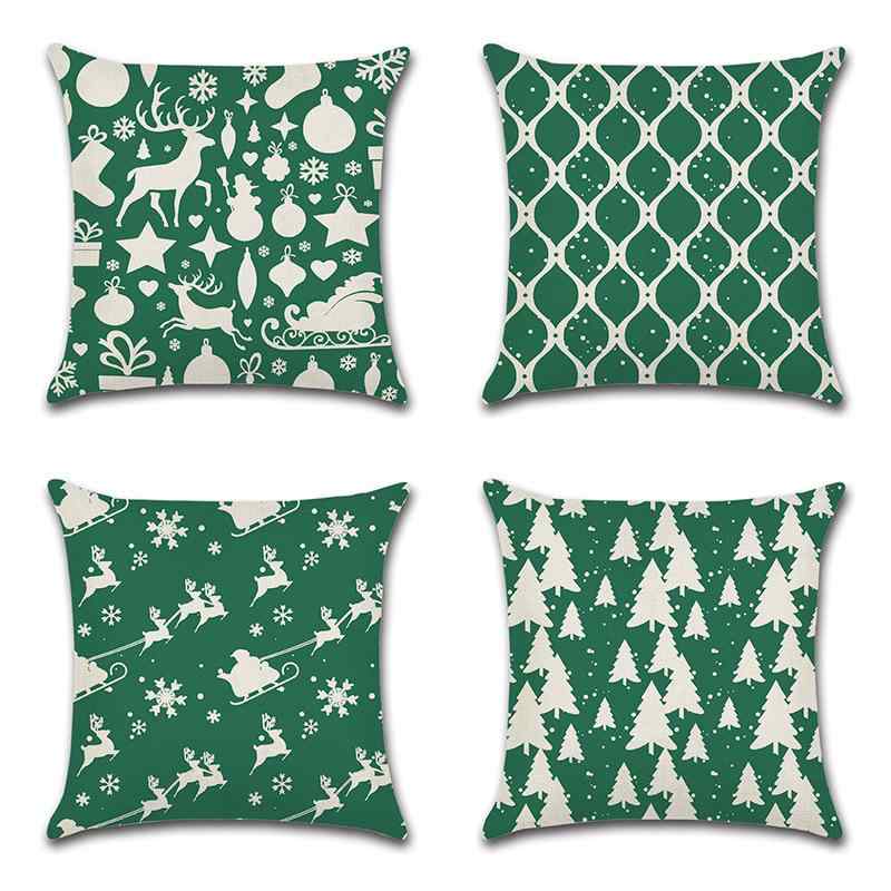 抱き枕カバー クッションカバー クリスマス 綿麻 リネン コットンリネン グリーン 緑 小花柄 かわいい 北欧風 インテリア 装飾 リビング 寝室 模様替え ホームパーティー(x2)
