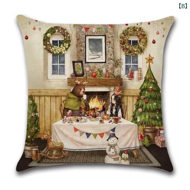 抱き枕カバー クッションカバー クリスマス ホリデー お祝い パーティー 祝祭 縁起物 華やか 賑やか 明るい リネン 綿麻 コットンリネン 冬用 インテリア 部屋飾り リビング 寝室 デコレーション(x2)