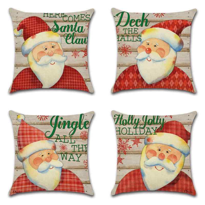抱き枕カバー クッションカバー クリスマス 祝日 ホリデー サンタクロース キャラクター かわいい 麻 リネン ポリエステル プリント モダン シンプル リビング 寝室 インテリア 飾り おしゃれ(x2)