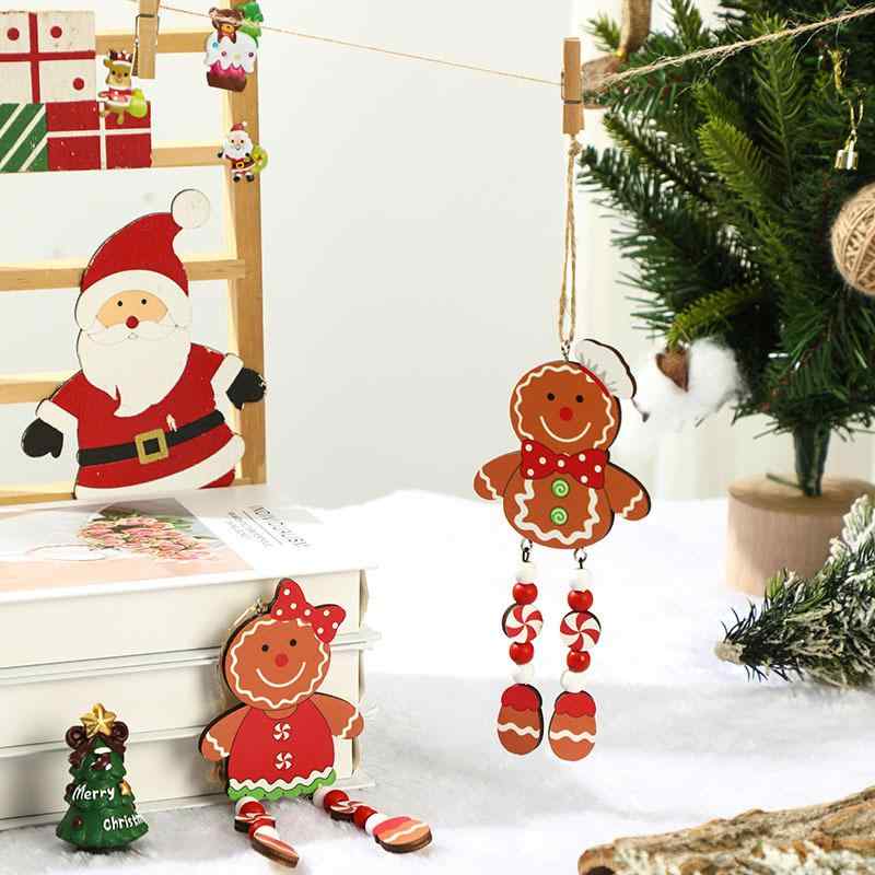 クリスマスツリー オーナメント 木製 ジンジャーブレッドマン カップル 長足人形 かわいい おしゃれ 韓国風 北欧風 インテリア雑貨 ギフト プレゼント デコレーション