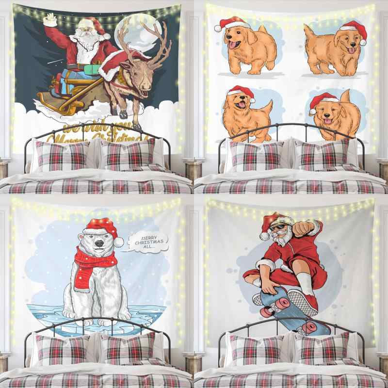 タペストリー クリスマス 部屋飾り ウォールデコ リビング 寝室 子供部屋 玄関 装飾 壁掛け おしゃれ アメリカン イラスト 背景布 ポリエステル 手織り 多色柄 ウォッシャブル