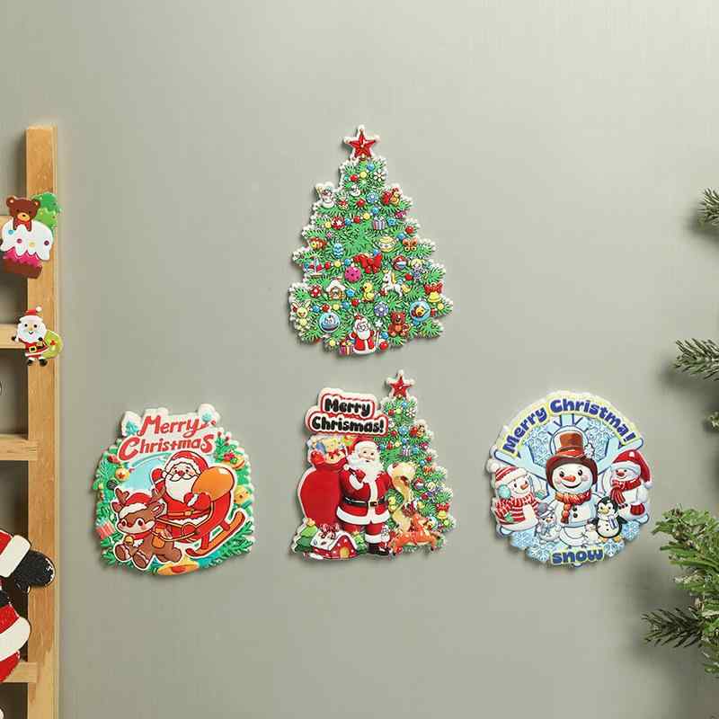 クリスマス飾り 冷蔵庫 ドア装飾 マグネットステッカー 樹脂製 おしゃれ かわいい 北欧風 ギフト プレゼント ウォールデコ サンタ 雪だるま トナカイ クリスマスツリー