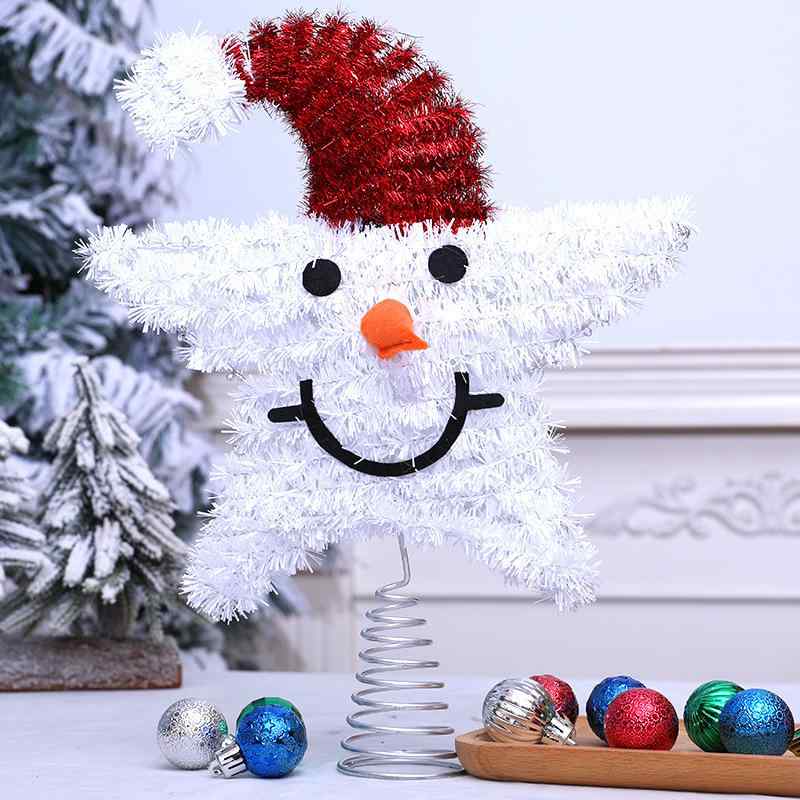 クリスマス飾り 雪だるま ツリートップ スター ライトアップ 発光 暖色 五芒星 オーナメント 置物 ショ..