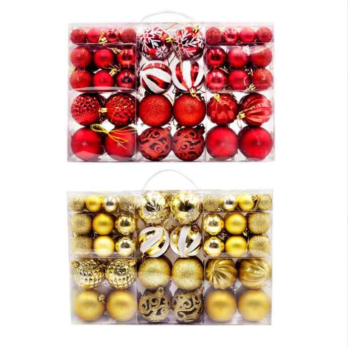 クリスマスオーナメント ボール 100個入り 手描き ユニーク 変形 色鮮やか 軽量プラスチック製 店舗 ディスプレイ ショーウィンドウ 装飾 イベント用