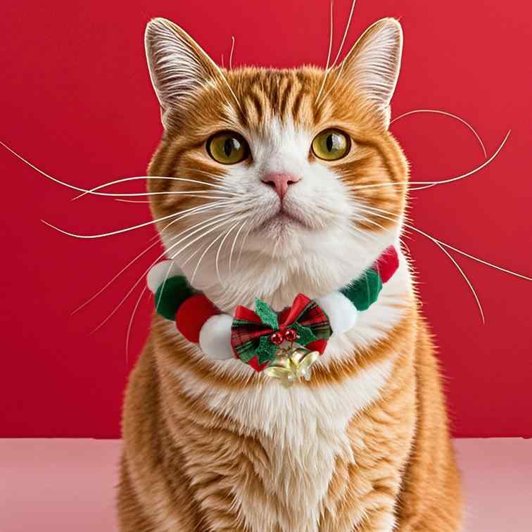 乐天商城 - ペット用ネックウォーマー 猫 犬 子猫 子犬用 クリスマス 新年 暖かい 保温 防寒 マフラー スヌード 首飾り ポンポン 毛糸 起毛 フリース 秋冬
