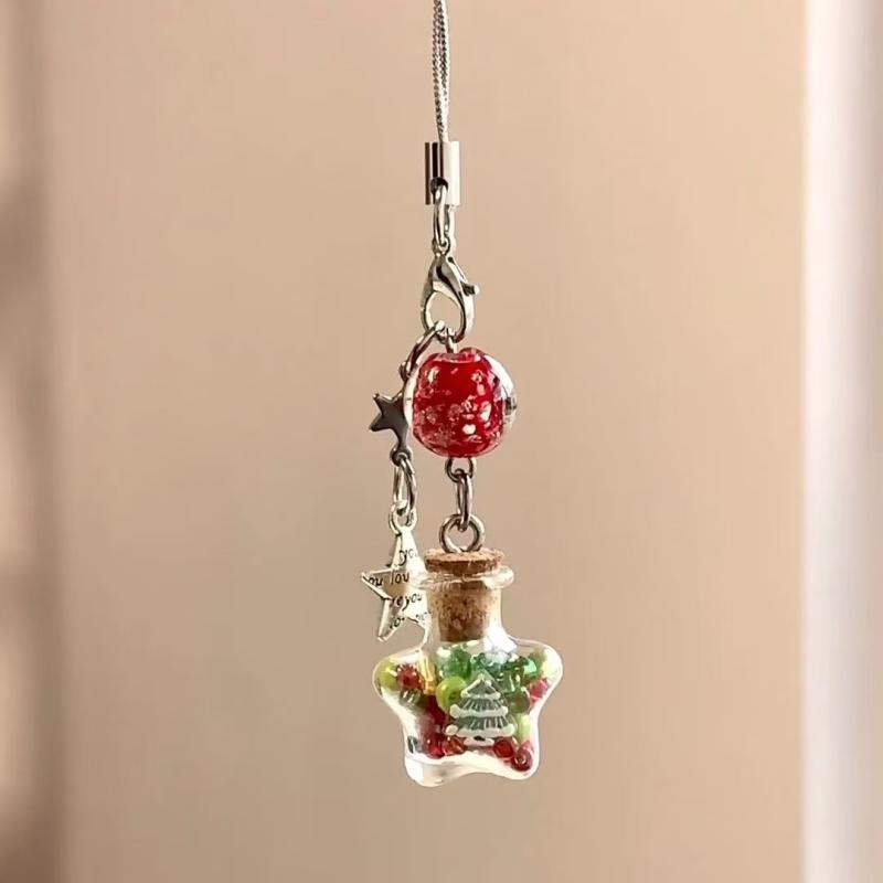 スマホチャーム クリスマス 星 ウィッシュボトル 手作り かわいい おしゃれ 携帯チェーン スマホアクセ..