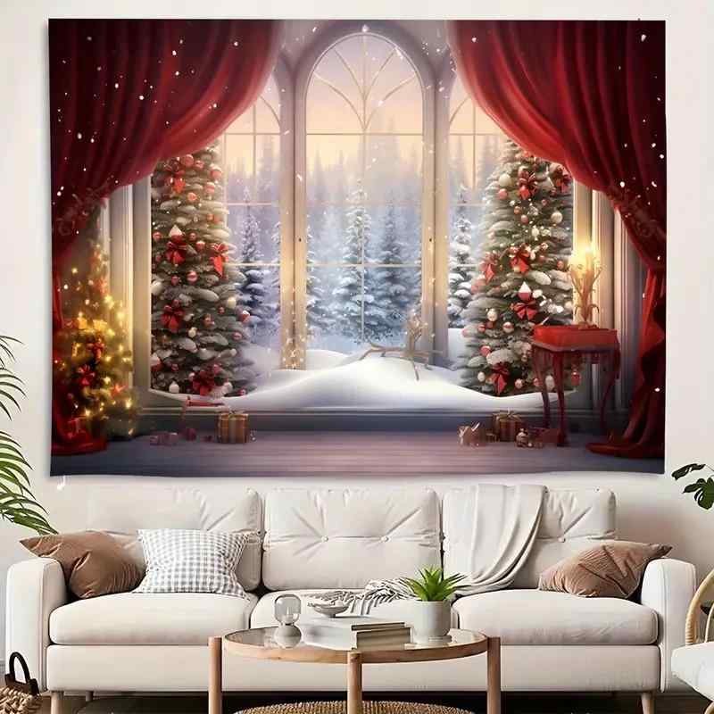 タペストリー クリスマスツリー柄 北欧風 壁掛け 背景布 部屋飾り クリスマス デコレーション インテリア ポリエステル 長方形 リビング 寝室 子供部屋 寮 書斎 レストラン