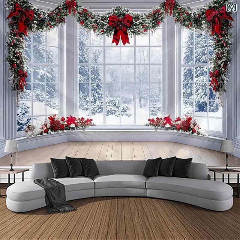 タペストリー クリスマス 冬景色 リビング 寝室 書斎 子供部屋 室内装飾 壁掛け ウ...