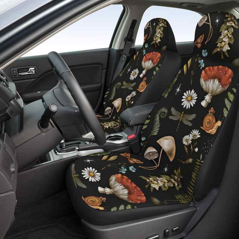 シートカバー 座席カバー 車用 汎用 シングルシート 1席分 キノコ カタツムリ プリント柄 自動車 カー..