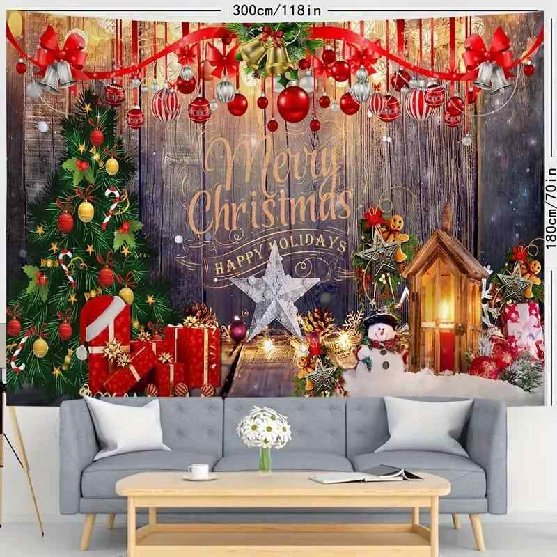 タペストリー クリスマス柄 おしゃれ 壁掛け インテリア デコレーション 背景布 リビング 寝室 子供部屋 書斎 北欧スタイル ポリエステル製 長方形