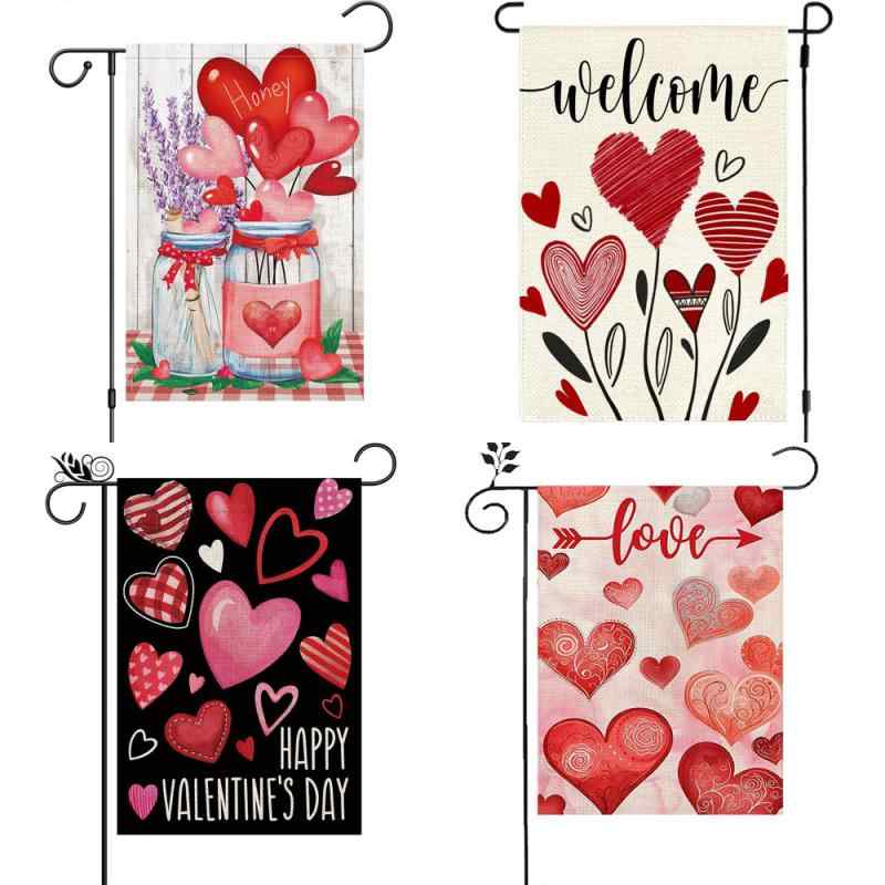 ガーデンフラッグ バレンタインデー クリスマス ウィンター 祝日 ホリデー 庭 庭園 屋外 アウトドア リ..