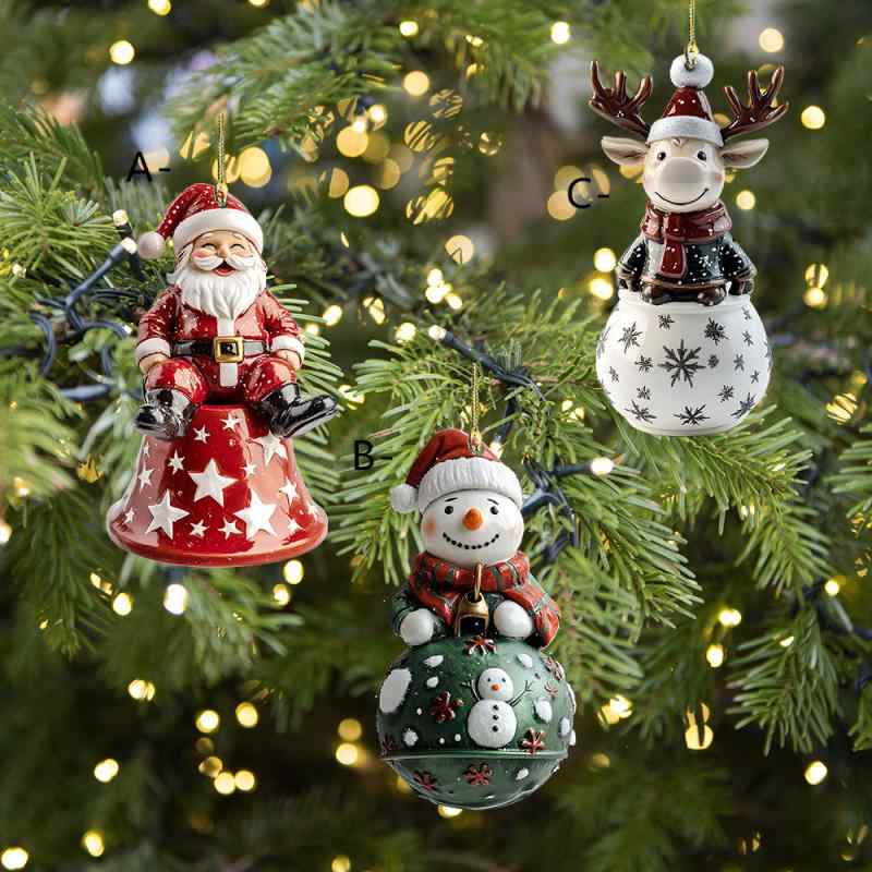オーナメント サンタクロース アクリル製 車内装飾 バッグチャーム キーホルダー リビング ホームデコレーション レトロ クリスマス(x2)