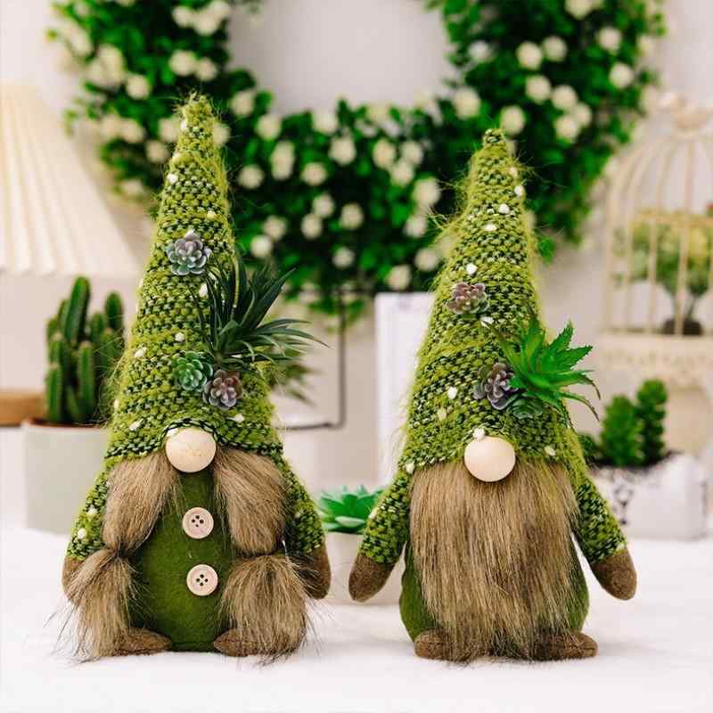 クリスマスオーナメント ニット 多肉植物 フェイクグリーン 顔なし人形 ぬいぐるみ 小人 ルドルフ マスコット 置物 オブジェ ポリエステル 北欧風 アメリカンスタイル インテリア飾り