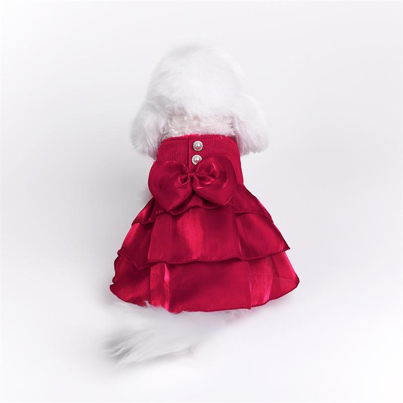 ペット服 犬服 猫服 レトロ チャイナ風 ドレス ウェディング フォーマルウェア 光沢サテン 裏起毛 暖か..