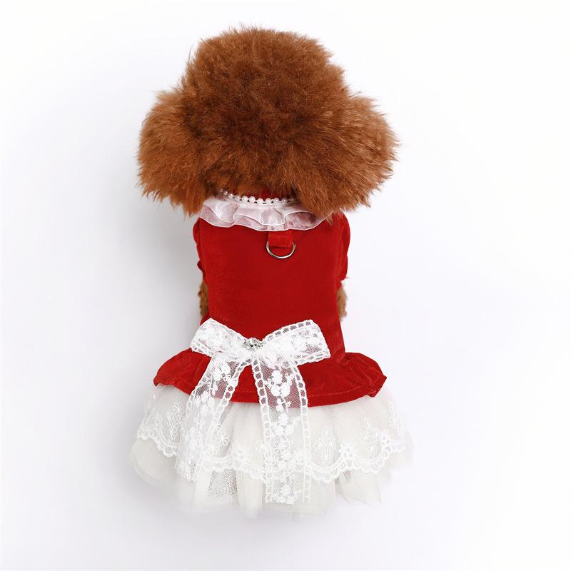 ペット服 犬服 猫服 プリンセス風 ワインレッド ボルドー ベルベット リボン レース 上品 エレガント ..