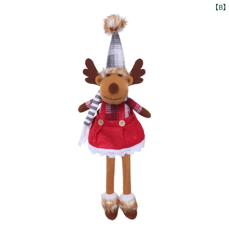 クリスマス飾り 布製 ファブリック トナカイ エルフ 長脚 ぬいぐるみ ペア カップル ドール レッド グレー 置物 オブジェ インテリア デコレーション 冬 かわいい おしゃれ 3