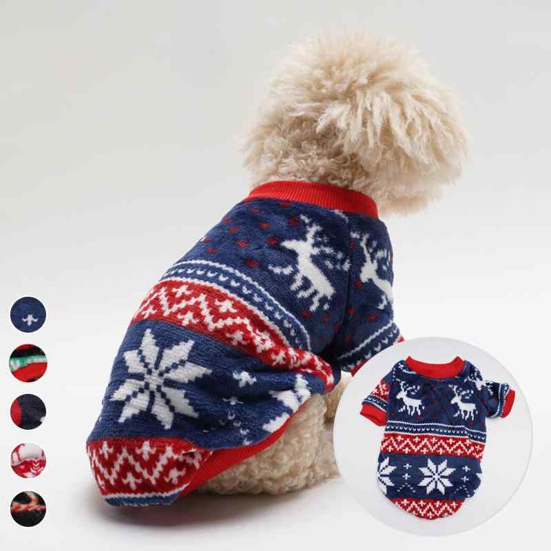 ペットウェア 犬 猫用 クリスマス柄 スウェット アクリル素材 秋冬 保温 防寒 暖かい 快適な着心地 お..