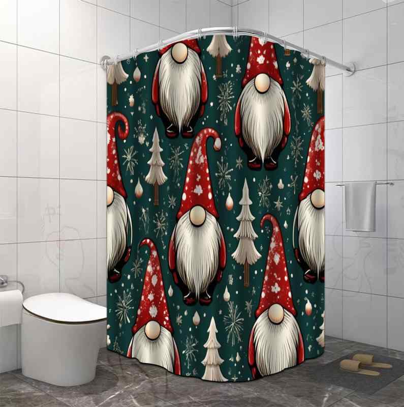 シャワーカーテン クリスマス サンタノーム柄 防水 撥水加工 ポリエステル製 バスルーム お風呂場 脱衣所 洗面所 アメリカンデザイン おしゃれ インテリア 飾り 冬