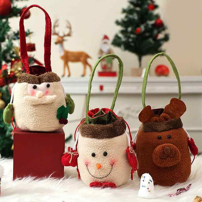 クリスマスバッグ キッズ 子供用 かわいい キャラクター 雪だるま トナカイ 巾着 巾着型 手提げ トート ギフト プレゼント お菓子 りんご 小物入れ イベント パーティー 装飾 オーナメント ポリエステル