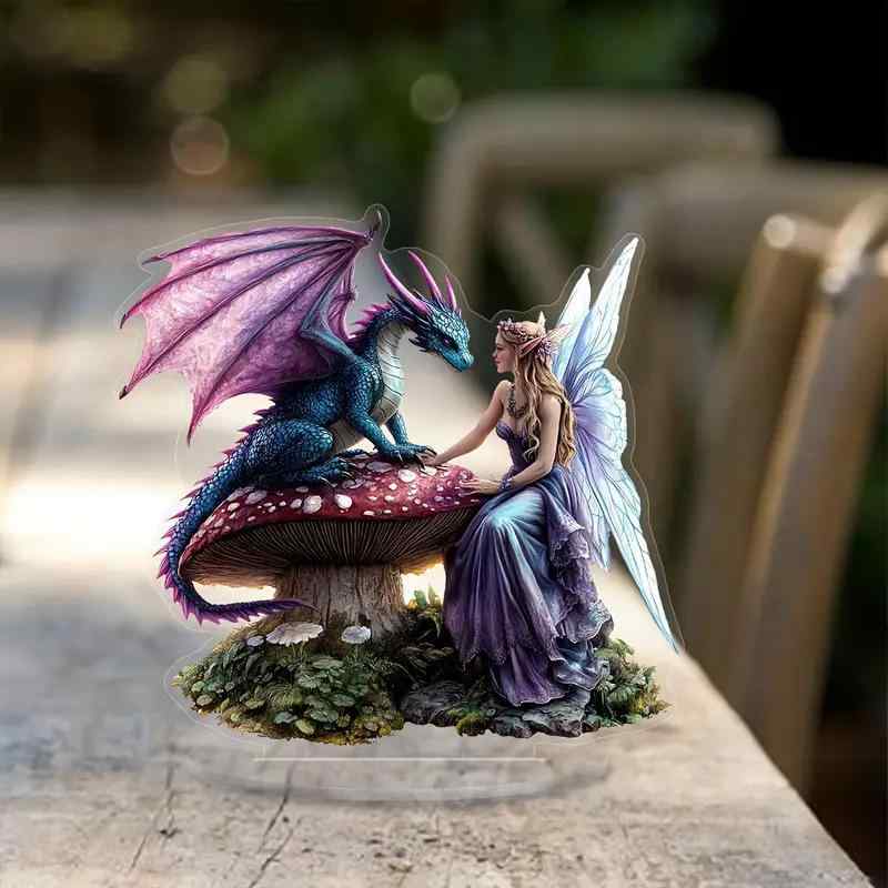 サンキャッチャー 卓上 マッシュルーム 妖精 ドラゴン 龍 アクリル製 インテリア 雑貨 置物 オフィス ホーム デコレーション クリスマス オーナメント
