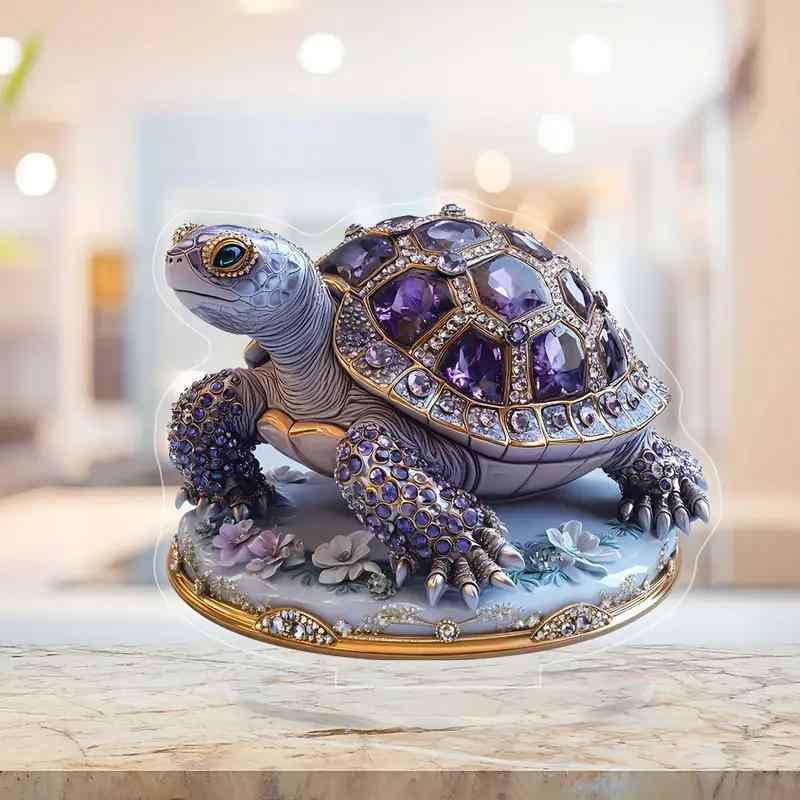 アクリルスタンド カメ 亀 置物 オブジェ かわいい デスクトップ飾り 工芸品 ギフト プレゼント バレンタイン 母の日 ハロウィン クリスマス 記念日 誕生日 お祝い インテリア雑貨 クリア 透明