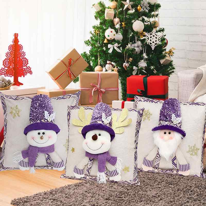 クッションカバー 枕カバー クリスマス デコレーション スパンコール インテリア リビング ソファ用 ポ..