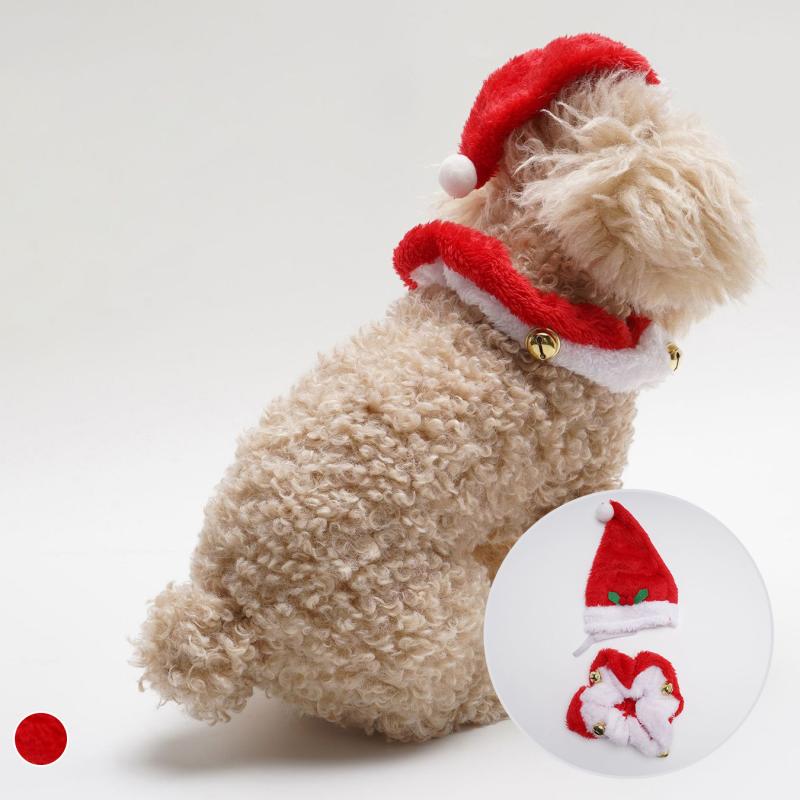 ペット用 犬 猫 かわいい クリスマス イベント アクセサリーセット レッド ベルベ...