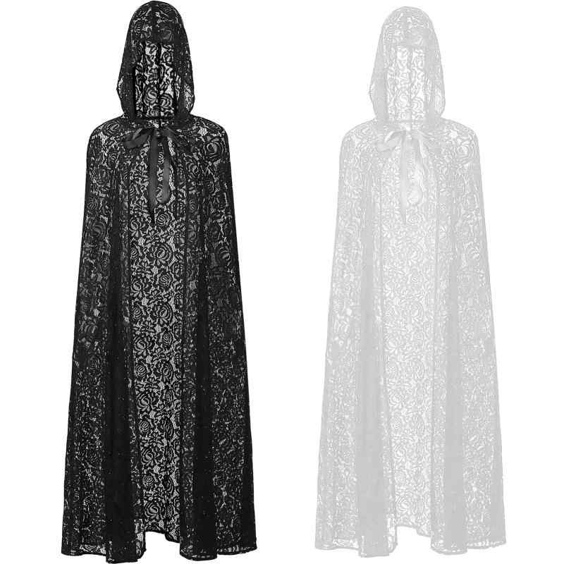 コスプレ衣装 レディース フード付き レース マント 紐付き 無地 ポリエステル 春夏 イベント パーティ..