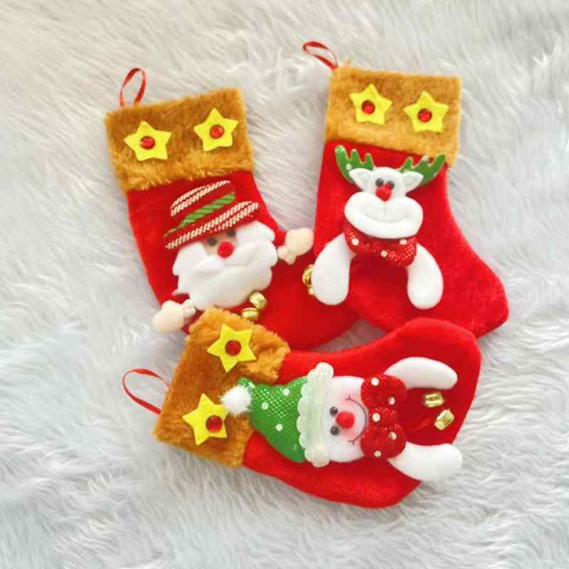 クリスマスオーナメント クリスマスソックス クリスマスツリー飾り サンタドール ミニ 立体 チェック柄..