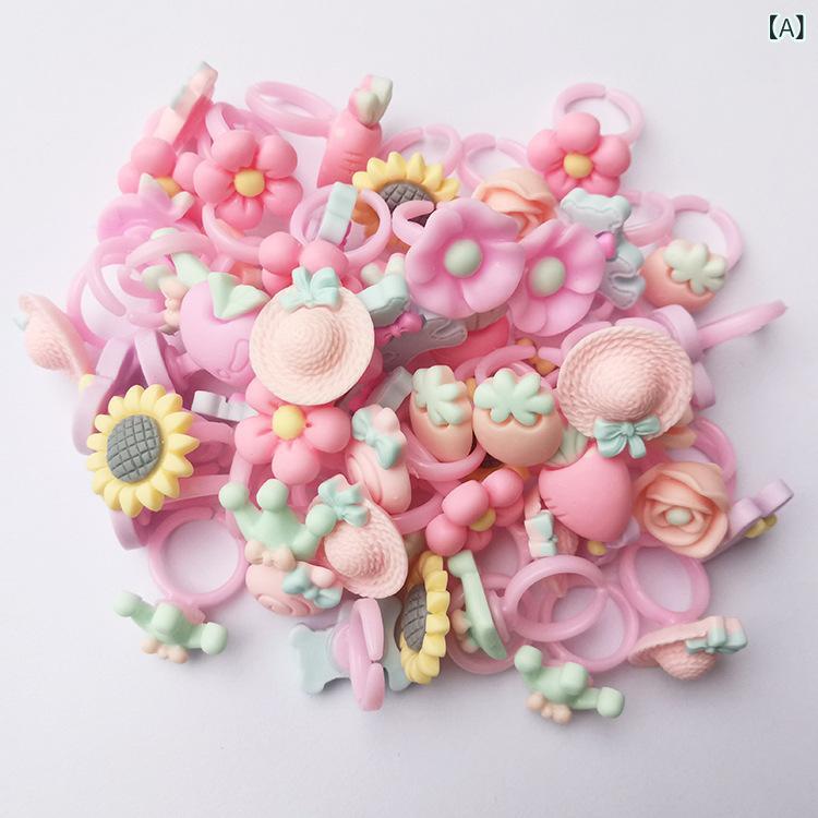 ・カテゴリ: 指輪、指輪（子供用）・スタイル: 韓国風・素材: プラスチック、樹脂・デザイン: 花・サイズ: 15
