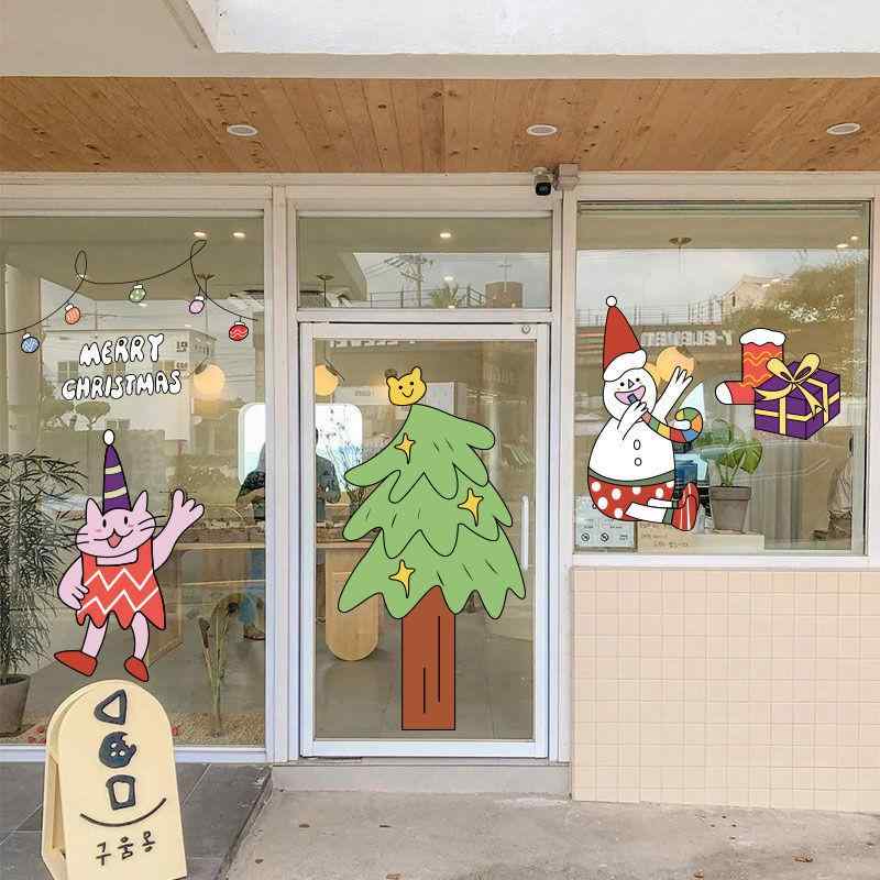 ウォールステッカー キッズ かわいい インスタ映え クリスマス イベント 飾り付け 静電タイプ シール デコレーション PET素材 透明 カラー印刷 型抜き 店舗 ショップ 窓ガラス 扉 ミルクティー店 ケーキ店(3)
