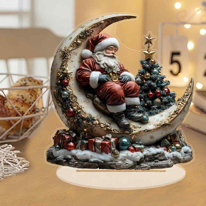 置物 アクリル製 サンタクロース 月 クリスマスツリー 卓上 リビング 寝室 オブジェ デコレーション アメリカンカントリー 室内装飾 かわいい インテリア プレゼント ギフト