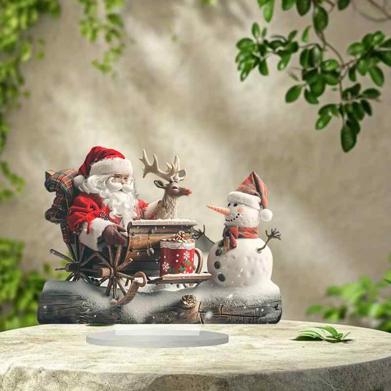 クリスマス飾り サンタクロース 雪だるま そり スキー アクリル 卓上 置物 オブジェ インテリア 部屋飾..