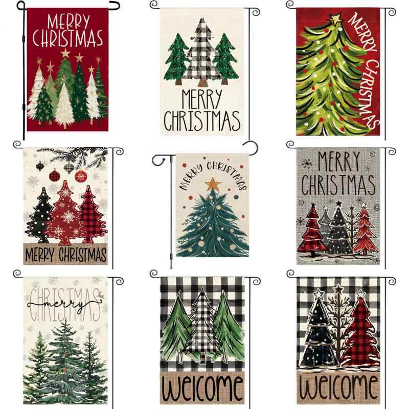 旗 ガーデン 屋外 庭 玄関 ベランダ用 冬 両面 デコレーション 装飾 飾り リネン 麻素材 クリスマスツ..