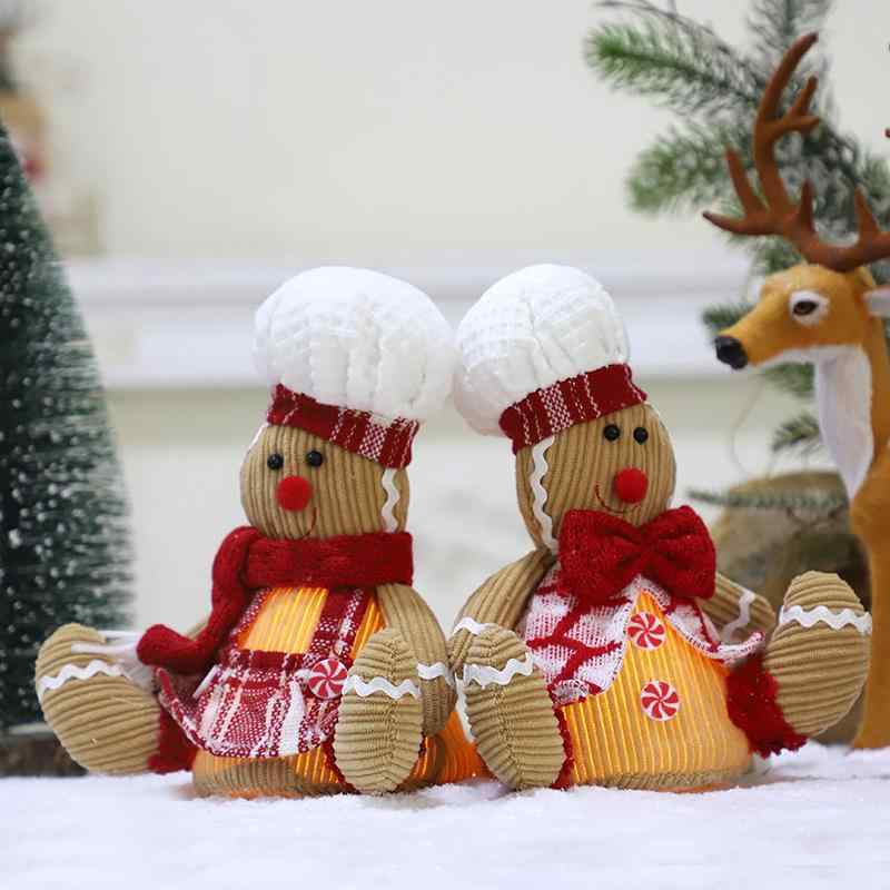 クリスマス オーナメント ジンジャーブレッドマン ぬいぐるみ マスコット 座りポーズ コック帽 カートゥーン 布製 ポリエステル製 蝶ネクタイ スカーフ 飾り