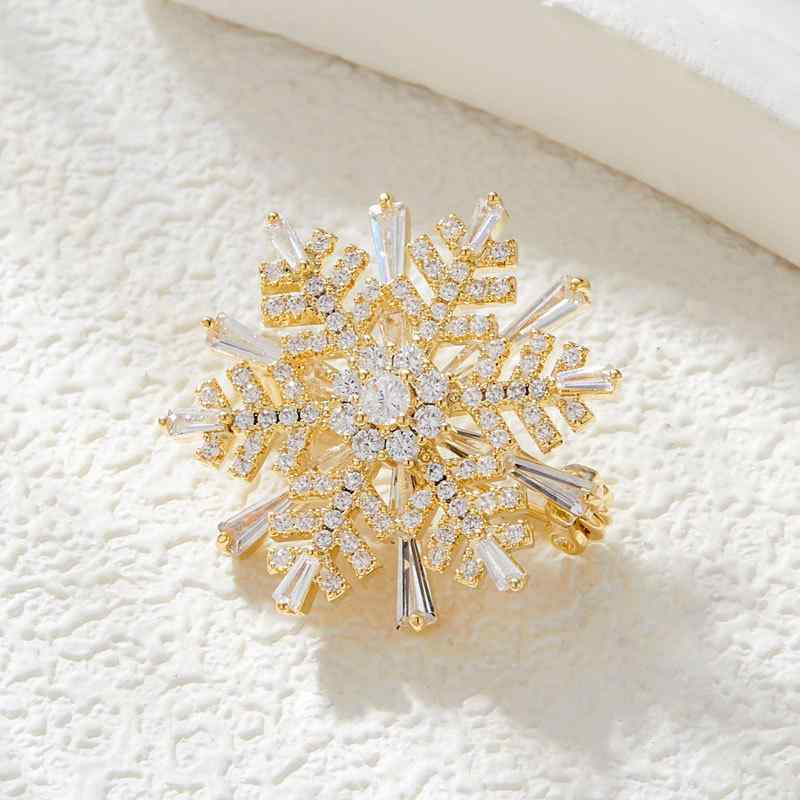 ブローチ レディース 女性用 クリスマス 雪の結晶 小型 ミニ 銅製 マイクロインレイ 高級感 定番 フォ..