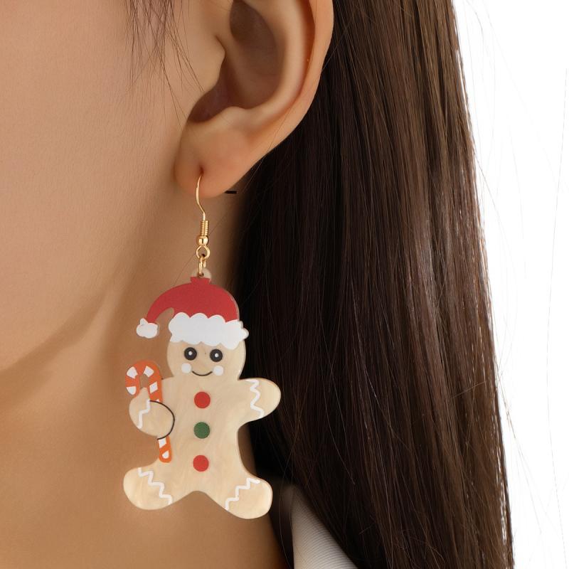 ピアス イヤリング レディース ジンジャーブレッドマン かわいい クリスマス アクリル 合金製 キャラク..