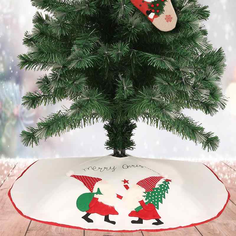 クリスマスツリースカート 麻布 リネン サンタ 雪だるま カートゥーン かわいい キャラクター 足元カバー 足元飾り クリスマスデコレーション 装飾