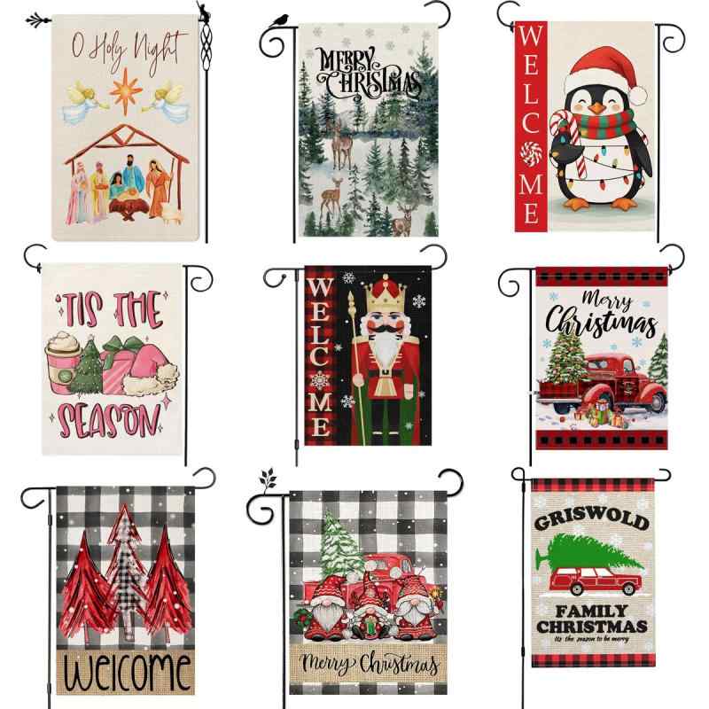 フラッグ ミニ クリスマス ガーデン 屋外用 庭 玄関 雪だるま 冬 デコレーション 装飾 ポリエステル素..