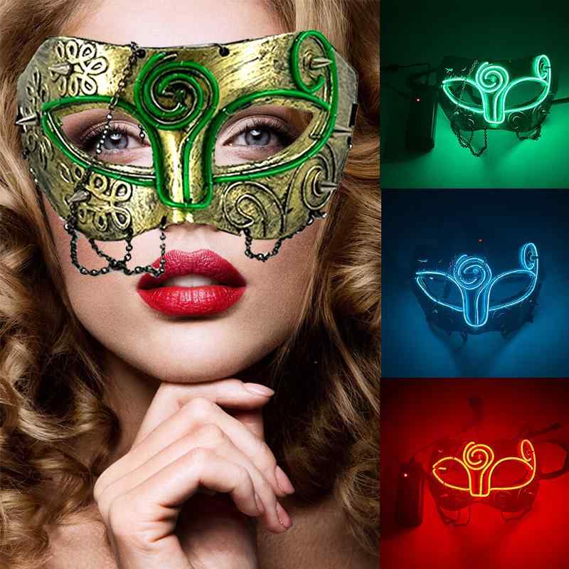 マスク 男女兼用 ユニセックス スチームパンク ギア チェーン 光る LED かっこいい クール おしゃれ 王..