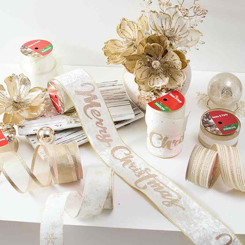 Ceremony, Events Services - リボン シャンパンカラー 高級感 イタリアンベロア クリスマス メリークリスマス 蝶々結び用 ギフトラッピング デコレーション 冬物 上品 幅広 手芸資材