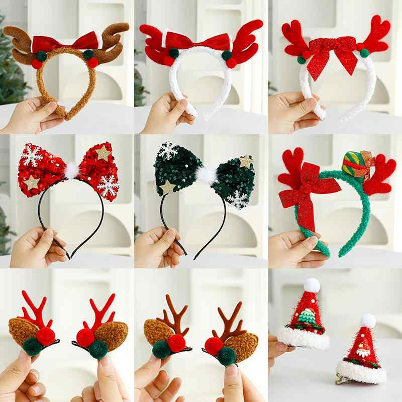 髪飾り クリスマス トナカイの角 かわいい ヘアクリップ ヘッドドレス パッチン留め ペア ポンポン スパンコール きらきら イベント パーティー