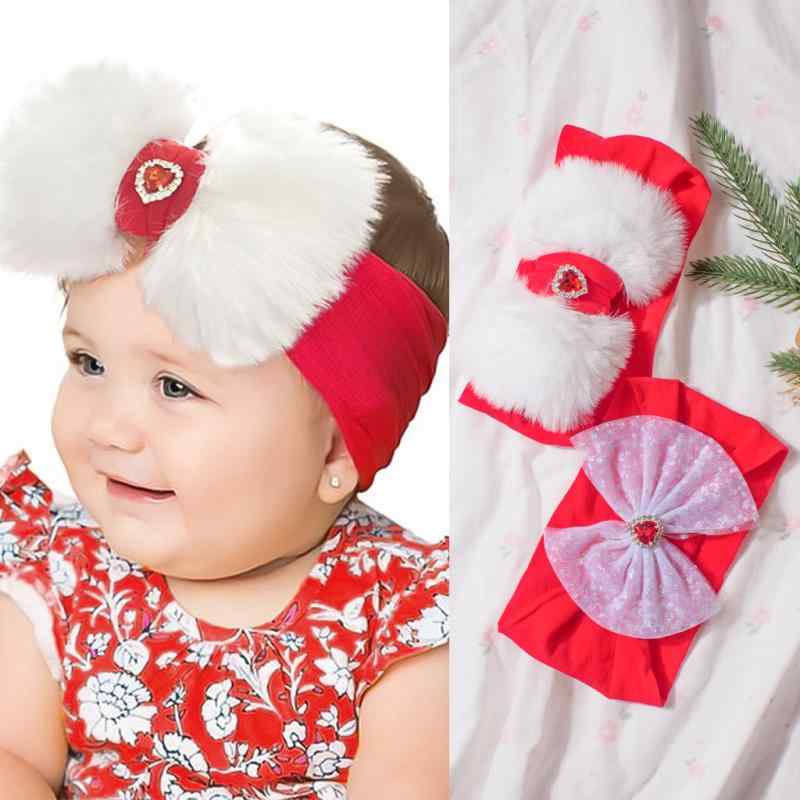 樂天商城 - ヘアバンド ベビー クリスマス かわいい ナイロン リボン ポンポン メッシュ 髪飾り 赤ちゃん 乳幼児 柔らか 肌触り良い 伸縮性 快適な着け心地 お出かけ用 プリンセス風