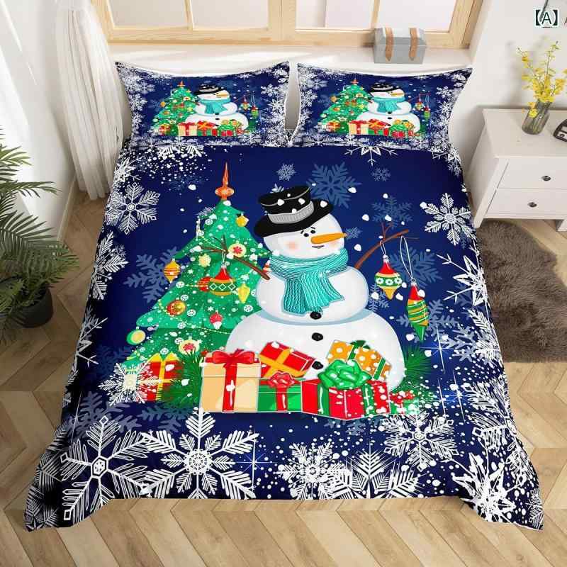 掛け布団カバー 枕カバー キッズ ジュニア 子供用 クリスマス 雪だるま キャラクタ...