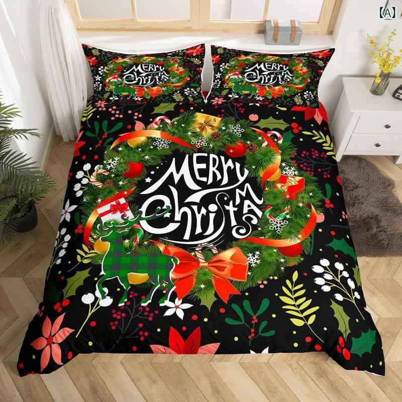 布団カバー 枕カバーセット キッズ クリスマスツリー トナカイ デジタルプリント ...