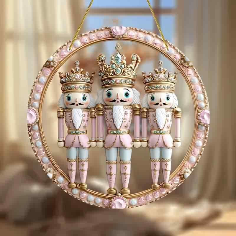 オーナメント クリスマス くるみ割り人形 アクリル製 窓飾り ウォールデコ おしゃれ レトロ インテリア雑貨 吊り下げプレート デコレーション(x2)