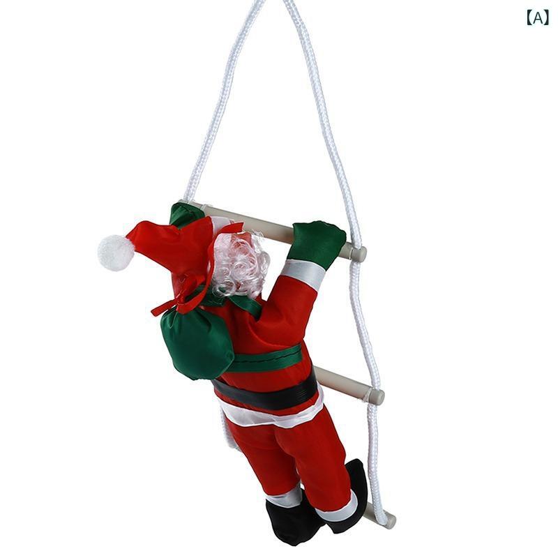 クリスマスオーナメント 25cm サンタクロース 梯子 縄登り マスコット人形 吊り下げ飾り 室内装飾 ギフト プレゼント かわいい 冬 赤 2
