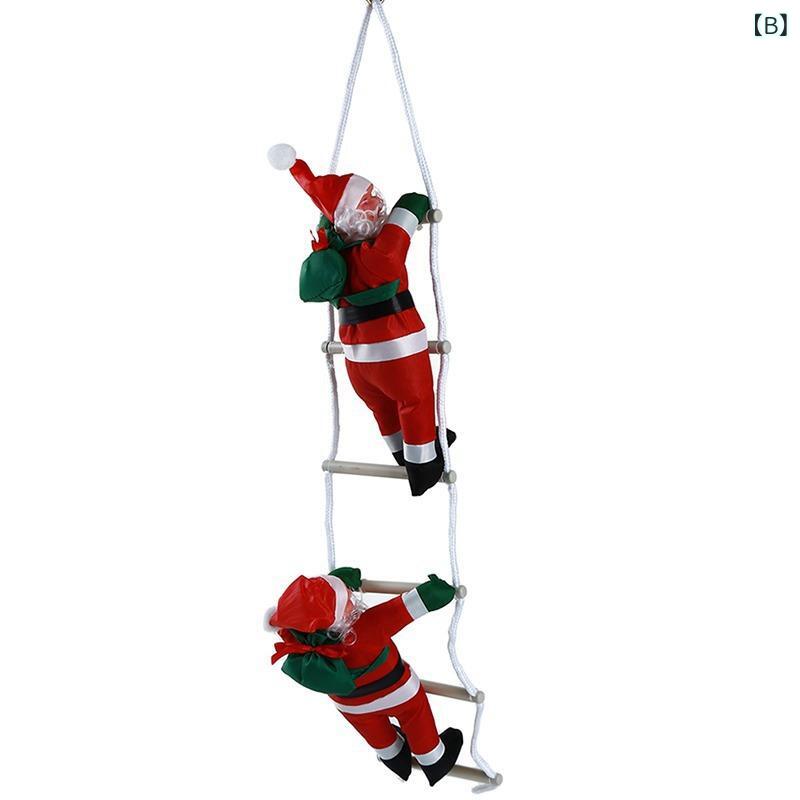 クリスマスオーナメント 25cm サンタクロース 梯子 縄登り マスコット人形 吊り下げ飾り 室内装飾 ギフト プレゼント かわいい 冬 赤 3