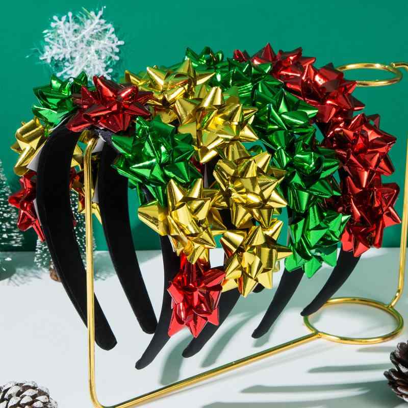 カチューシャ レディース クリスマス パーティー ヘアバンド フラワーモチーフ ラインストーン キラキラ 高級感 合金 ガラス製 赤 緑 黄色 マルチカラー ファッション 通勤 秋冬